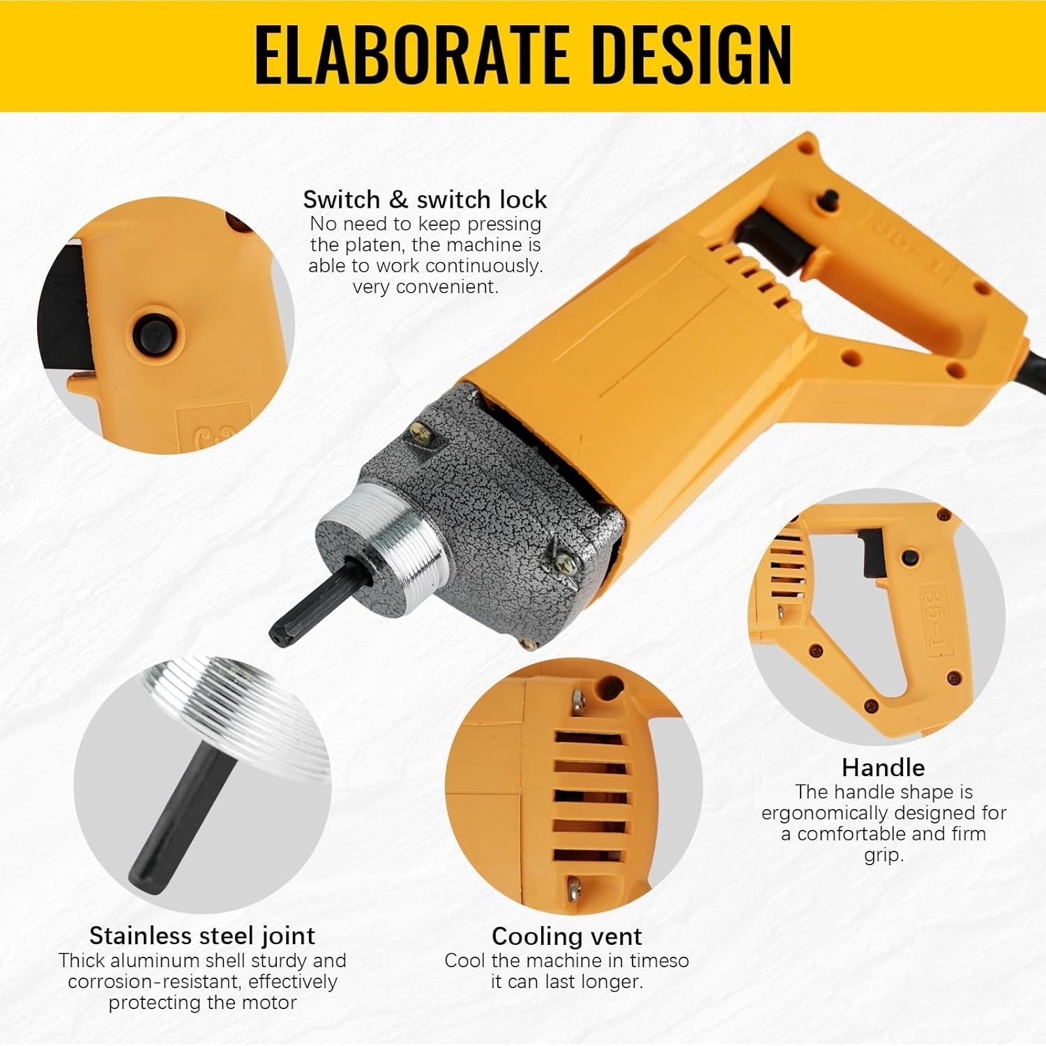 WUDLEP 1500W Cordless Concrete Vibrator 4500RPM with 1.5m Shaft Rod Portable