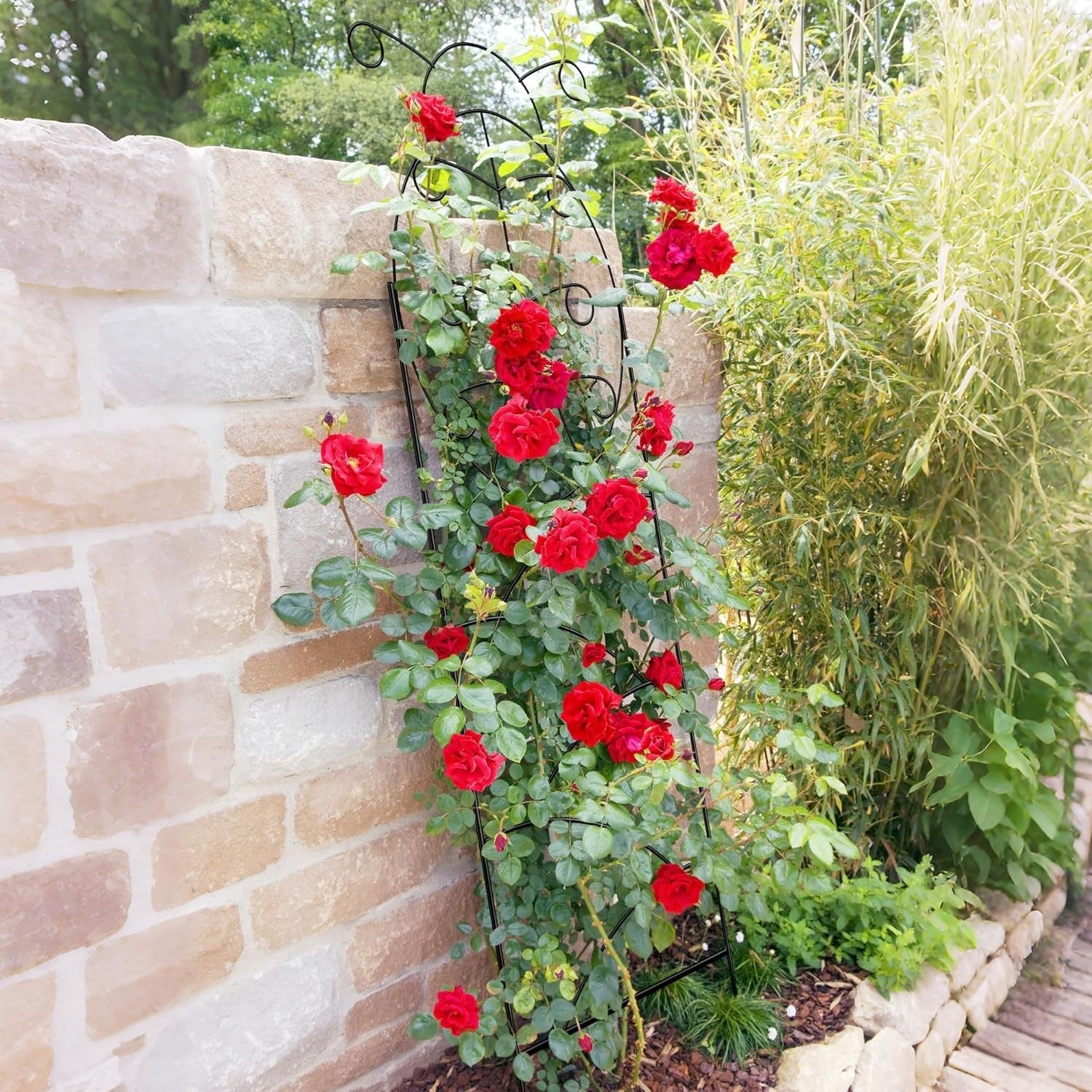 Metal Garden Trellis 142cm Pack of 4 Climbing Plant Support Indoor Outdoor