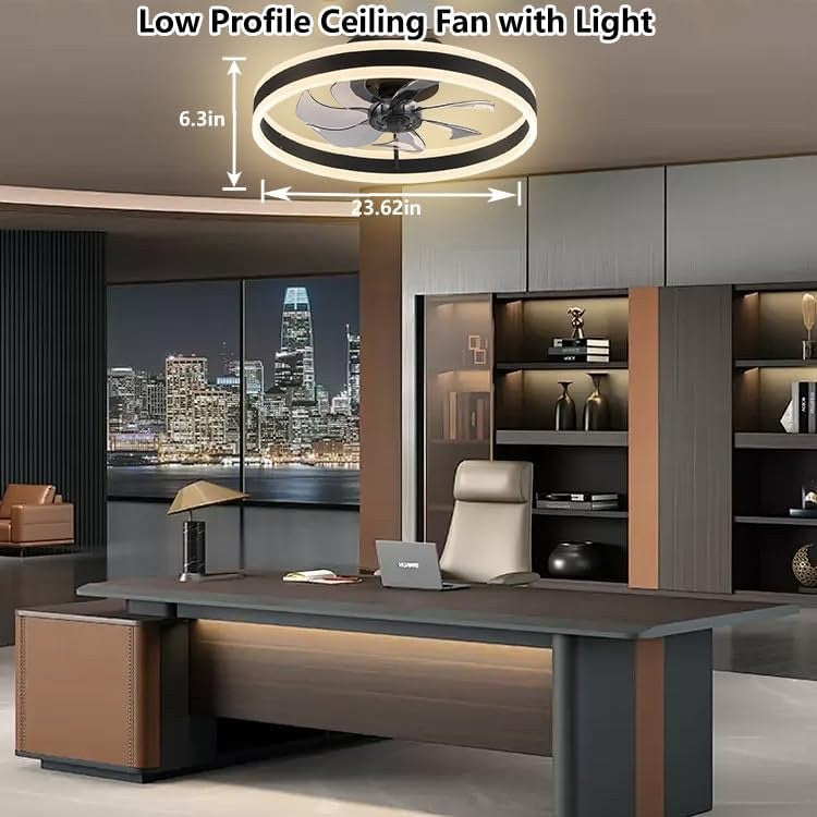 Ceiling Fan Light 60cm 6 Speed Remote Dimmable LED Reversible Quiet White Modern