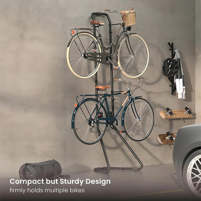 Bike Rack Stand Storage 2 Bicycles Freestanding Gravity Holder 40kg Adjustable