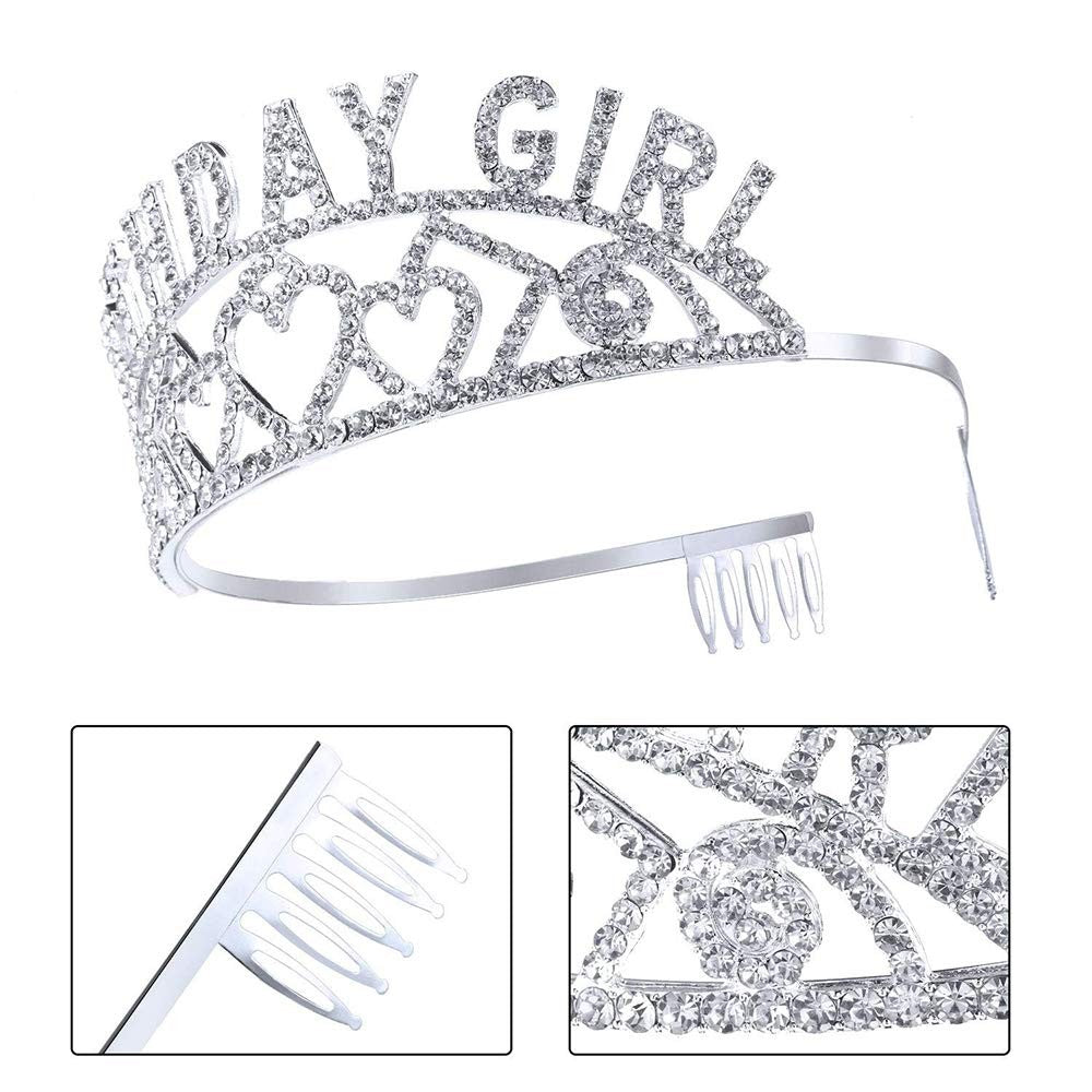 Sash Crystal Tiara Kit Meiyaa Silver Rhinestone Tiara and Birthday Sash