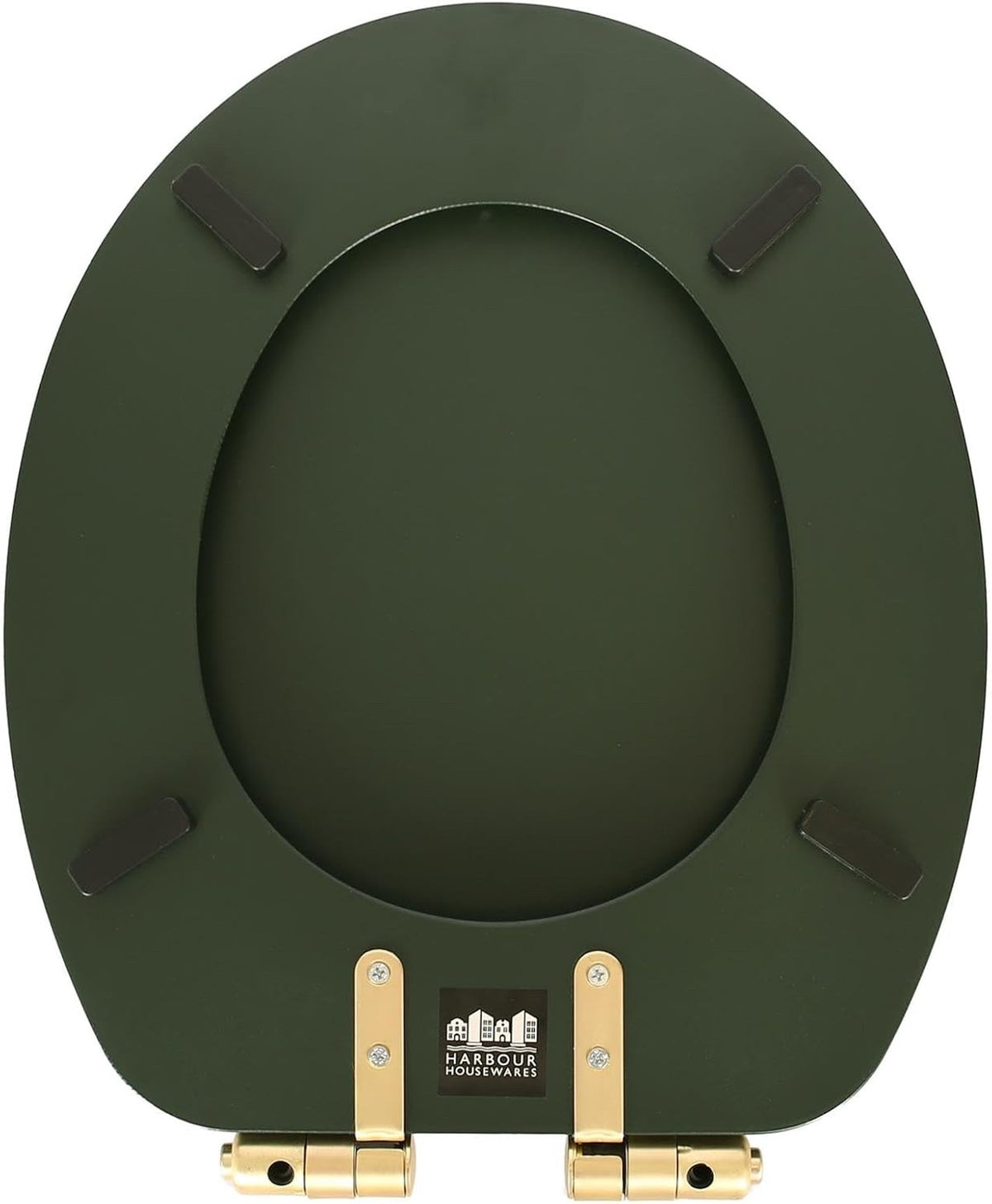 Soft Close Toilet Seat Wooden Green Gold Oval 43x36.5cm Bathroom Hinged Lid