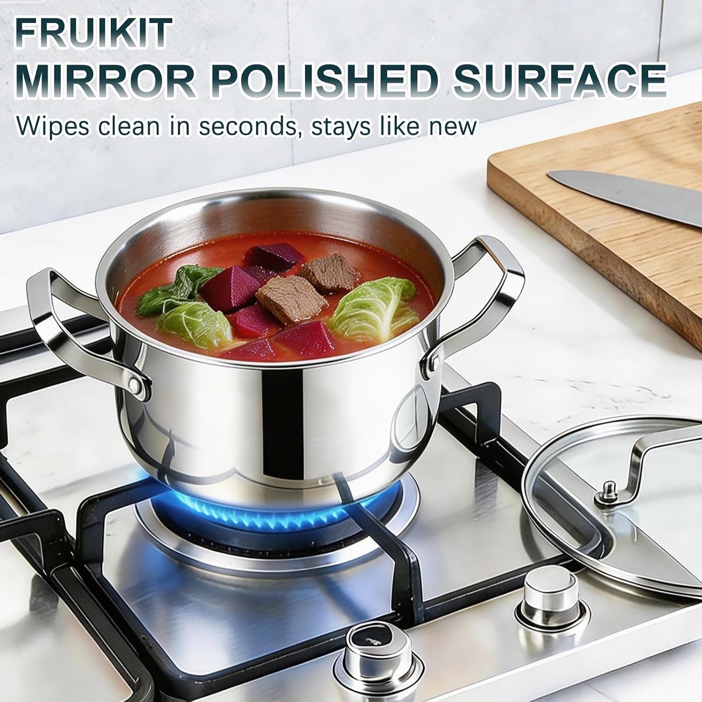 Pots Pans Cookware Set 24 Piece Stainless Steel Induction Hob Frying Pan Silver