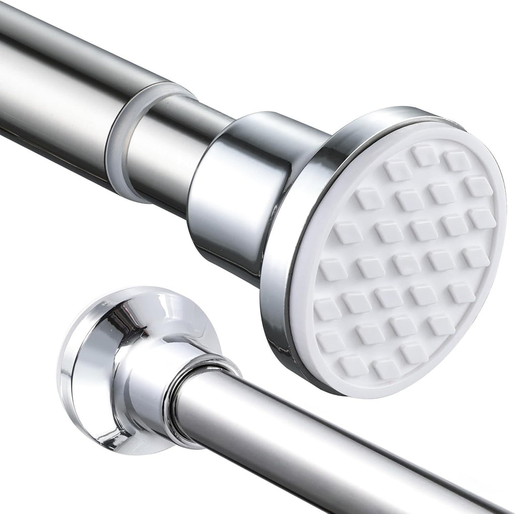 Extendable Shower Curtain Rod White Adjustable Tension Pole No Drill