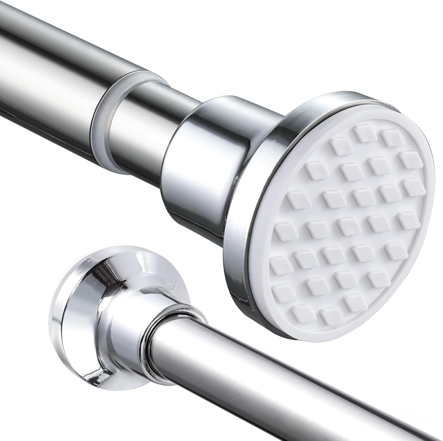 Extendable Shower Curtain Rod White Adjustable Tension Pole No Drill