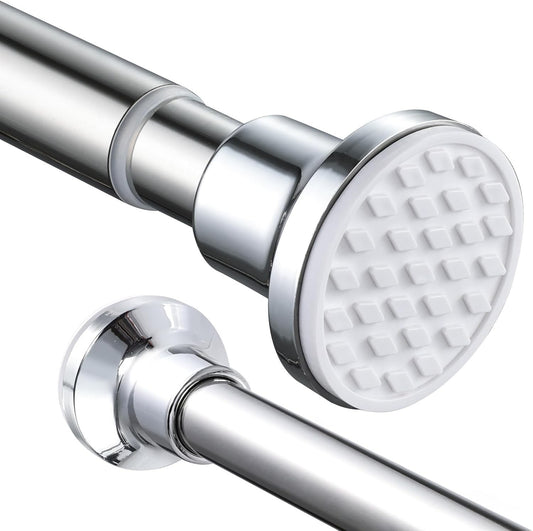 Extendable Shower Curtain Rod White Adjustable Tension Pole No Drill