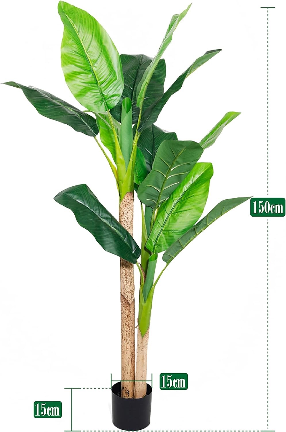 JonesHouseDeco 150cm Artificial Banana Tree, Realistic Fake Plant Tropical Palm