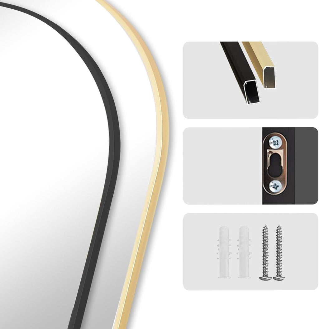 LunaMirror Full Length Floor Mirror Arch Gold Frame Free Standing