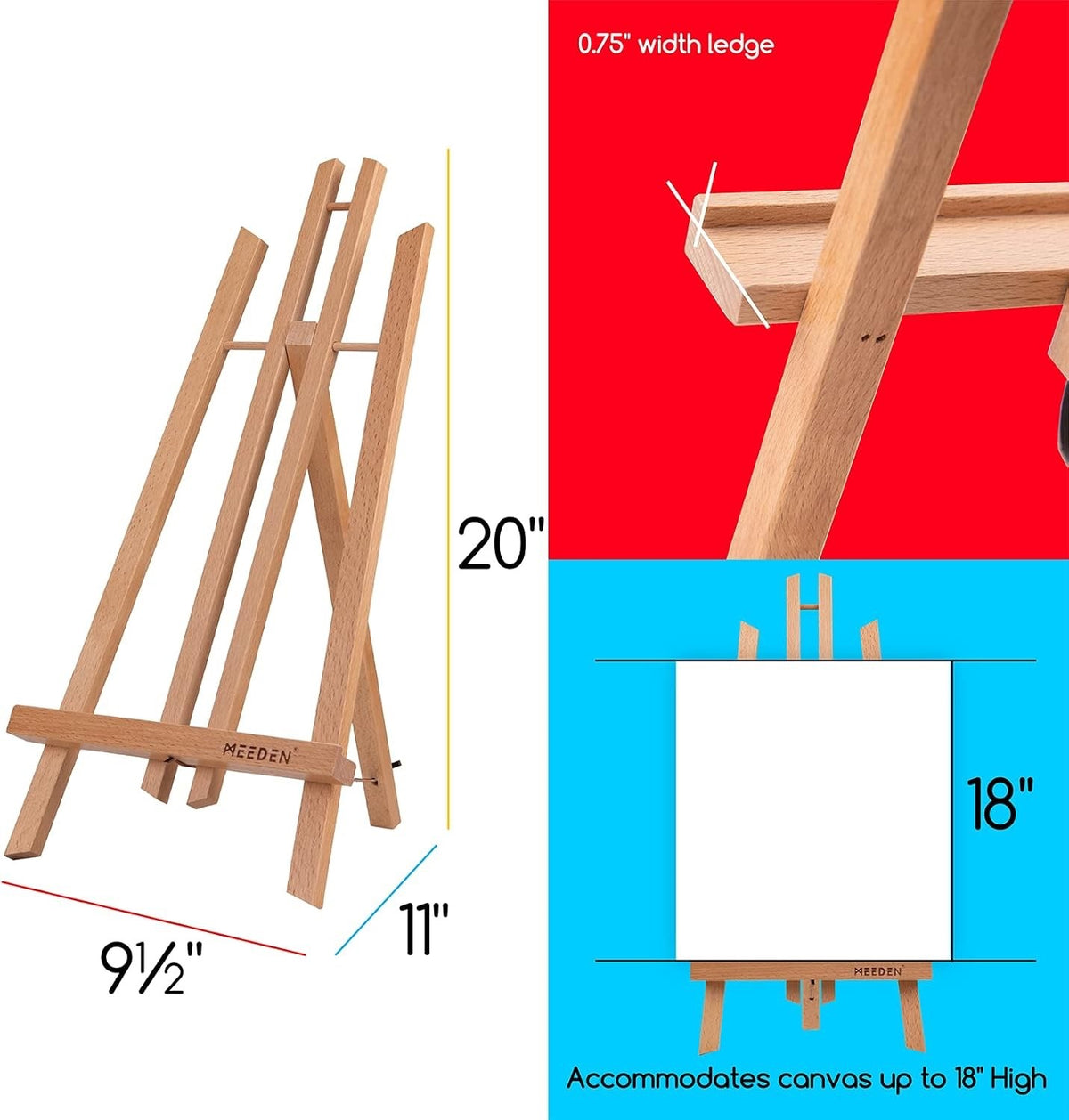 Tabletop Easel Stand 3 Pack 50cm Beech Wood A Frame Canvas Painting Display
