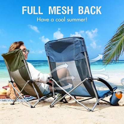 Folding Beach Chair Portable Outdoor Camping Garden Seat 150kg Steel Framed