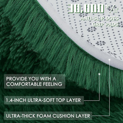 Large Shaggy Rug 200x280cm Dark Green Washable Non Slip Soft Bedroom Carpet