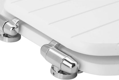 Soft Close Toilet Seat White Wooden MDF Oval 43.2x37.5cm Chrome Hinges