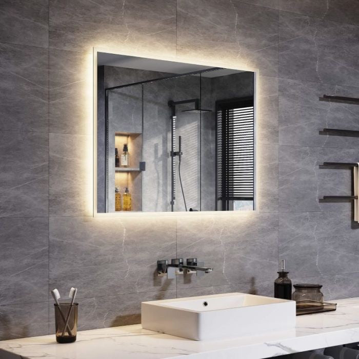 ELEGANT LED Bathroom Mirror 800x600mm Backlit Shaver Socket Demister