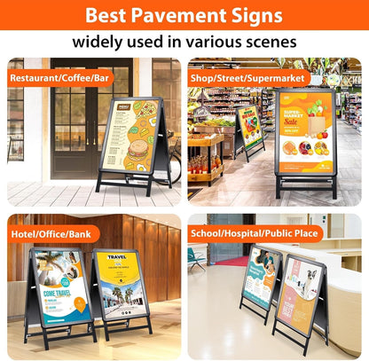 A2 A-Board Pavement Sign Black Double Sided Aluminium Poster Display Stand