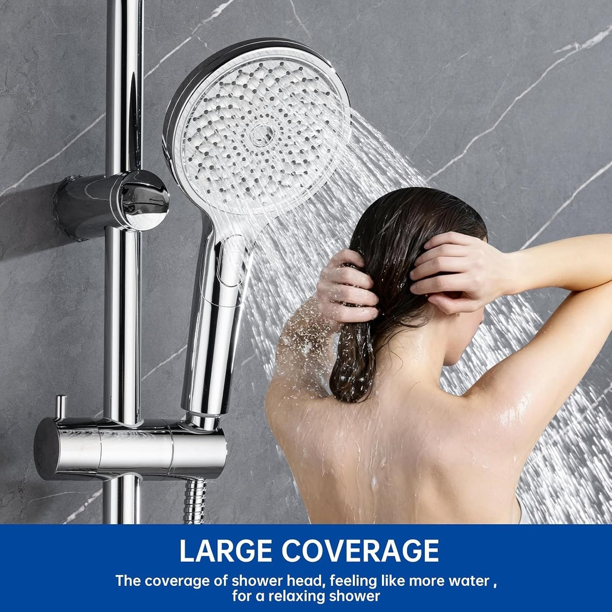Shower Riser Rail Kit 73cm 4 Mode Hand Shower 1.5m Stainless Hose Soap Dish