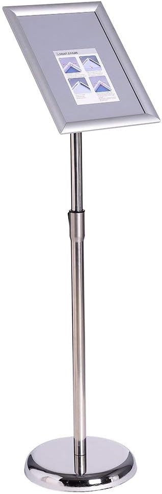 A3 Poster Sign Holder Stand Adjustable Height Floor Standing Silver Snap Frame