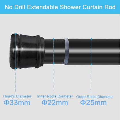 Tension Curtain Pole No Drill 115-410cm 32mm White Extra Long Shower Clothes