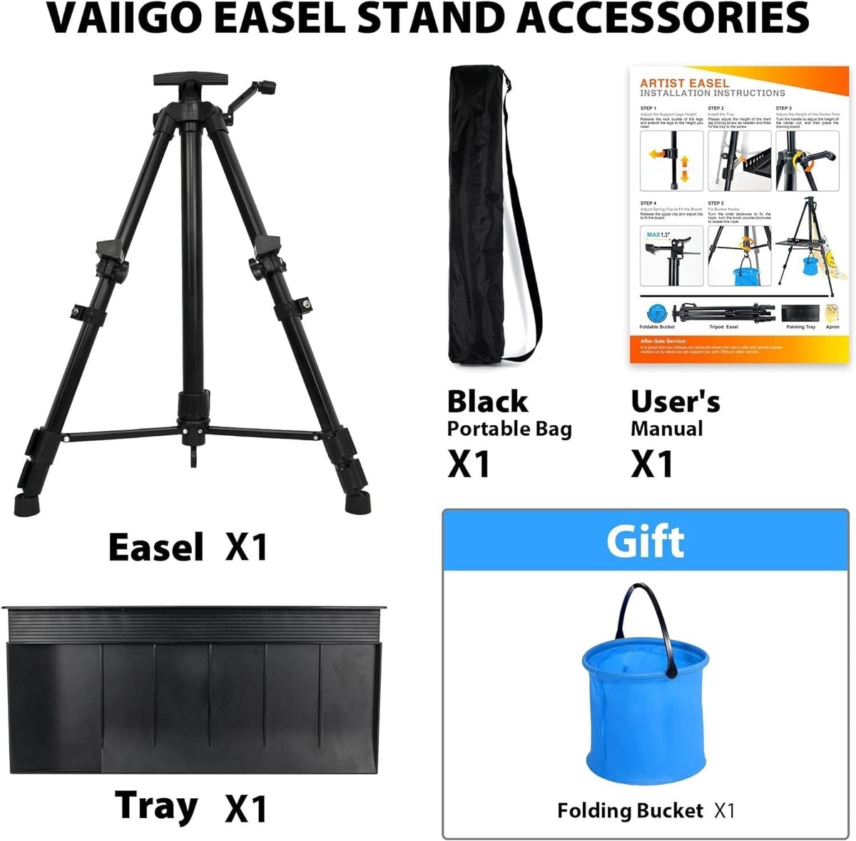 Artist Easel Tripod Stand 50-152cm Aluminium Painting Canvas Carry Bag Black