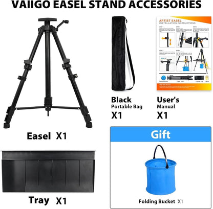Artist Easel Tripod Stand 50-152cm Aluminium Painting Canvas Carry Bag Black
