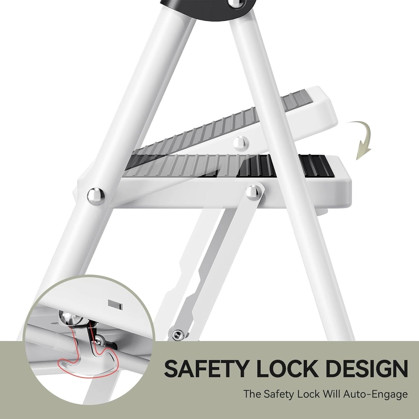 KINGRACK 2 Step Ladder with Non-Slip and Wide Pedal 330lbs Max Load White