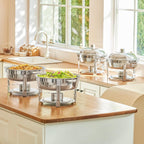 4pc 5L Stainless Steel Chafing Dish Set Round Buffet Food Warmer Catering