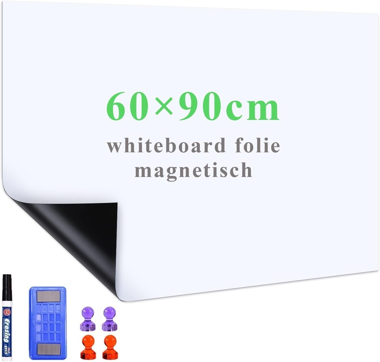 Lyzzxi Magnetic Whiteboard Paper 60 x 90cm DIY Self-Adhesive Dry Erase Board