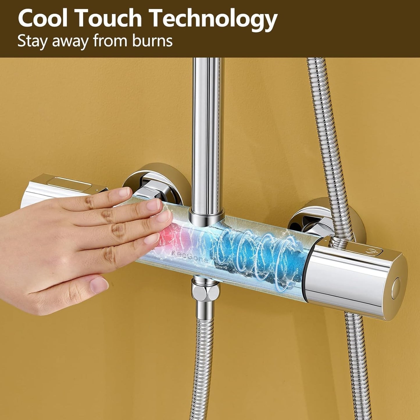 Thermostatic Shower System Chrome 25cm Rainfall Handheld 3 Spray Modes Rail