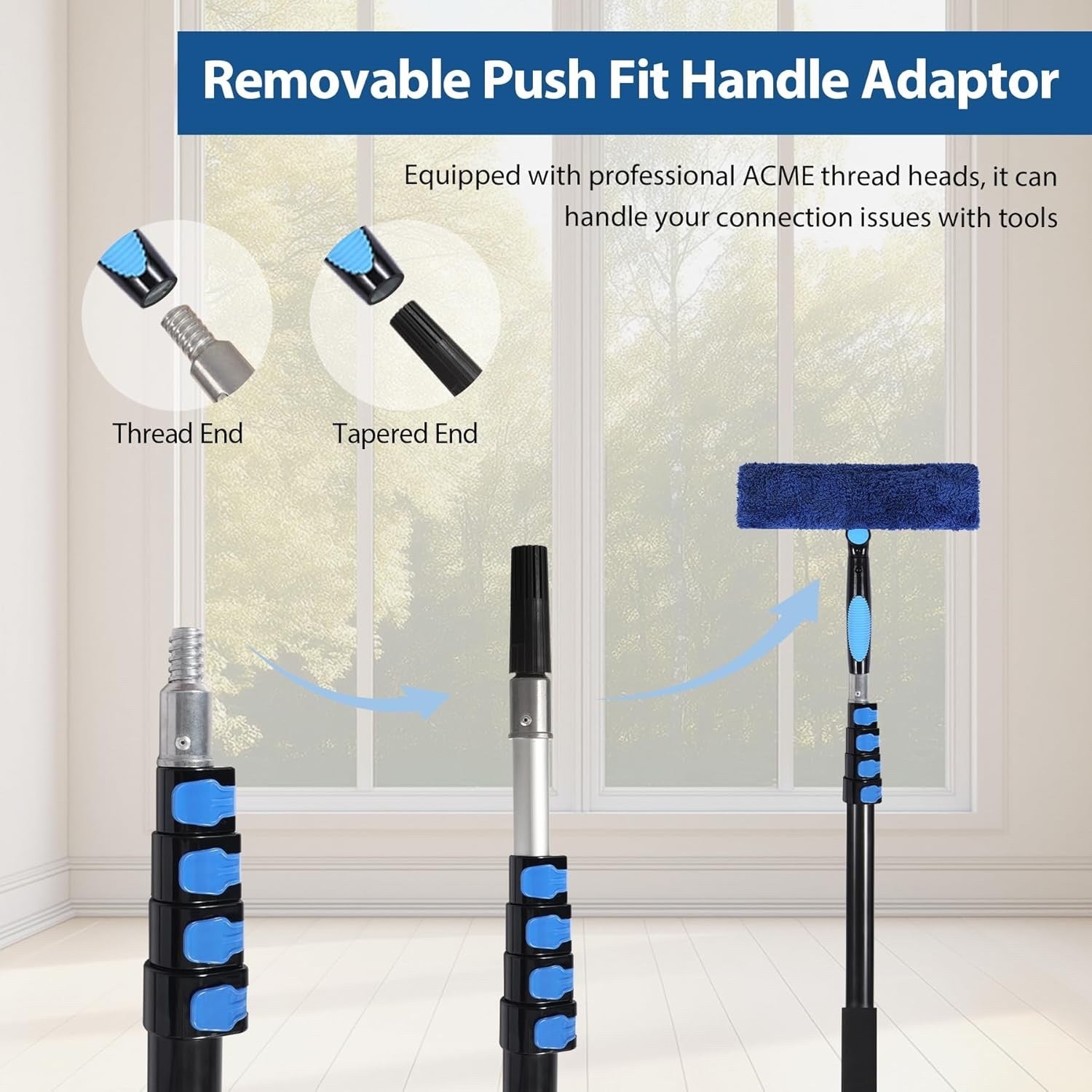 24ft Aluminum Telescopic Extension Pole Window Paint Gutter Duster Tool