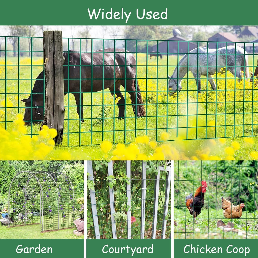 1M x 30M Green PVC Coated Wire Mesh Fence Roll 6x6cm Poultry Chicken Garden Net