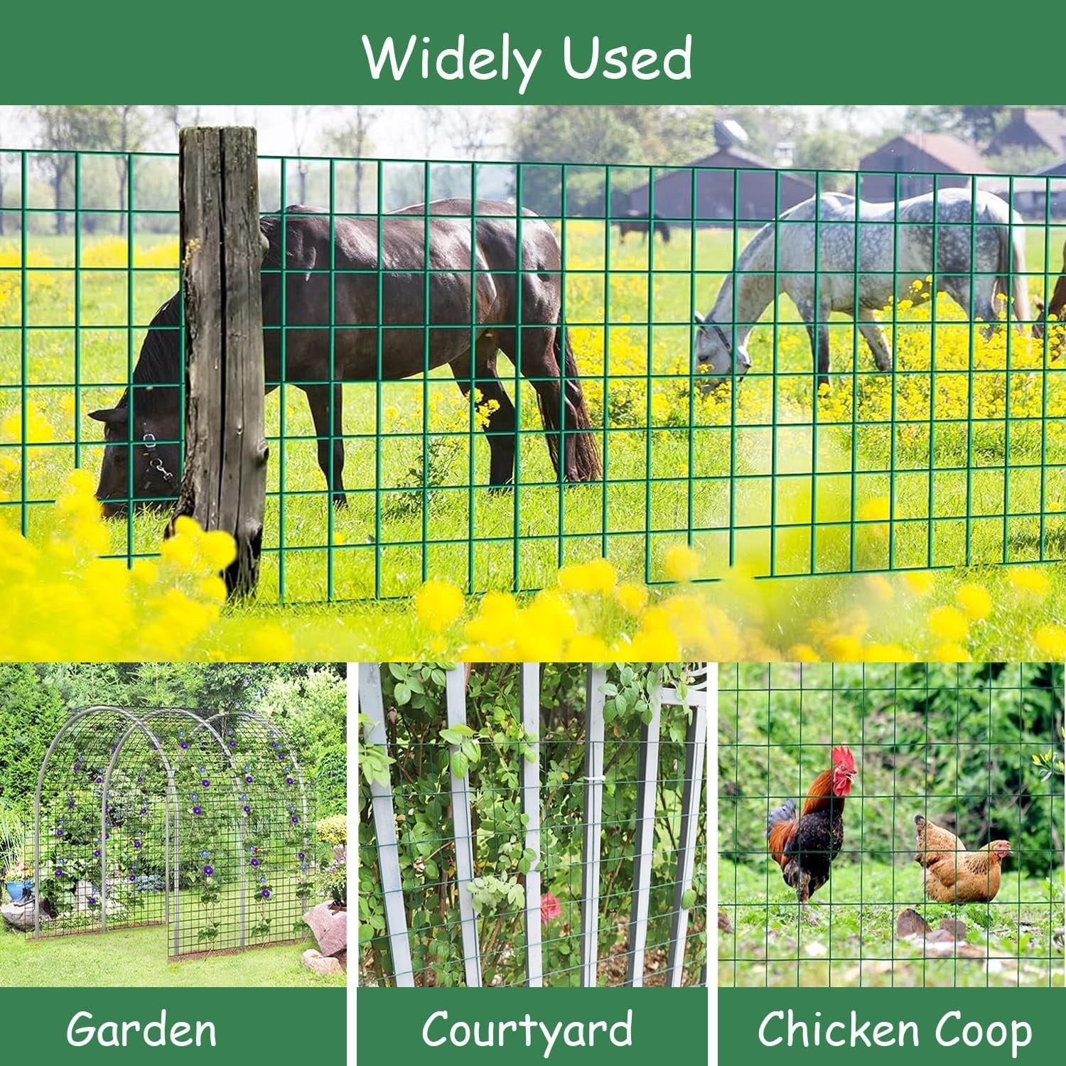 1M x 30M Green PVC Coated Wire Mesh Fence Roll 6x6cm Poultry Chicken Garden Net