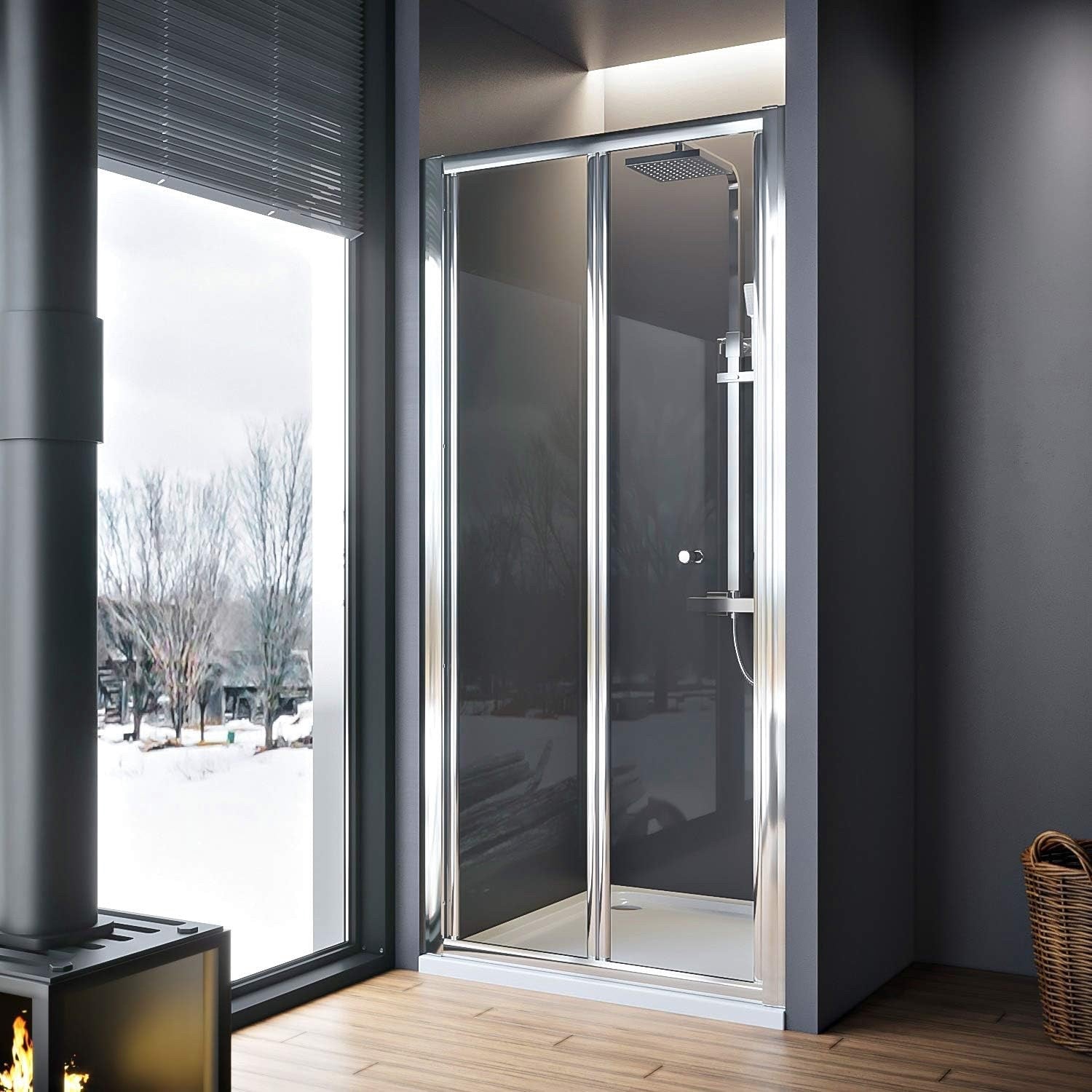 800mm Bi Fold Shower Door Inward Opening Space Saving Bathroom Enclosure