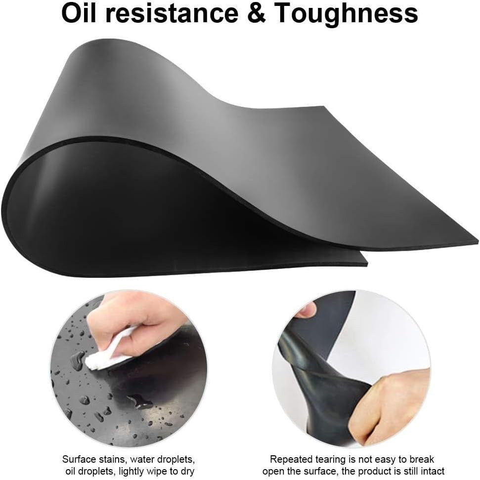 Rubber Matting Sheet 3mm Smooth Neoprene 100x200cm Waterproof Non Slip Black