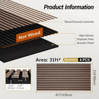 TONOR 4 Pack Wood Slat Acoustic Panels 48x24in Sound Absorbing Dark Walnut