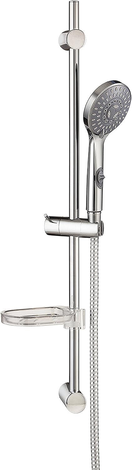 Shower Rail Kit Cindy 5 Jet Hand Shower 1.5m Hose Chrome Adjustable Bar 10cm