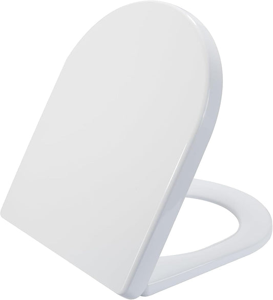 Toilet Seat Soft Close D Shape Quick Release Adjustable Hinges White Top Fix