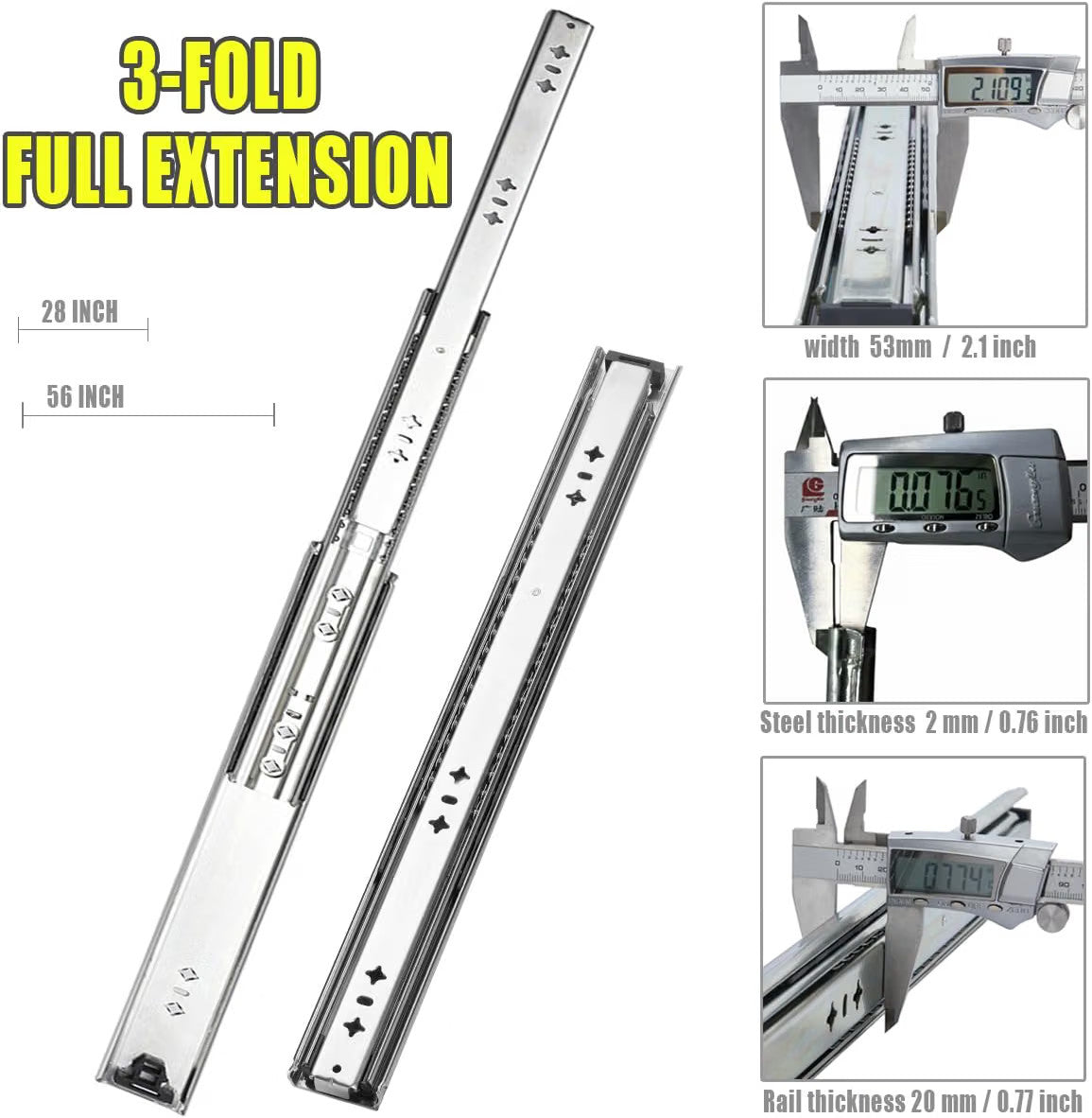 Heavy Duty Drawer Runners 700mm Full Extension Ball Bearing Slides 130kg 1 Pair