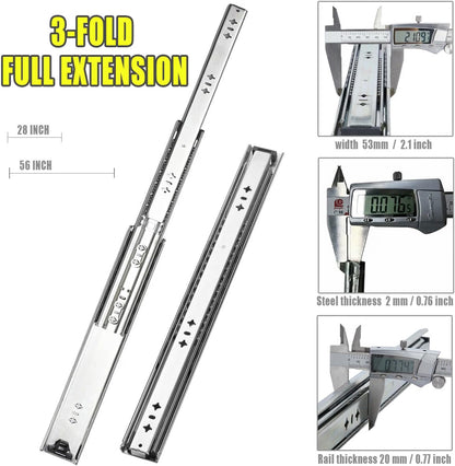 Heavy Duty Drawer Runners 700mm Full Extension Ball Bearing Slides 130kg 1 Pair
