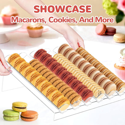 Macaron Display Stand Acrylic Tray 6 Slot Clear 60 Cookie Cracker Dessert Holder