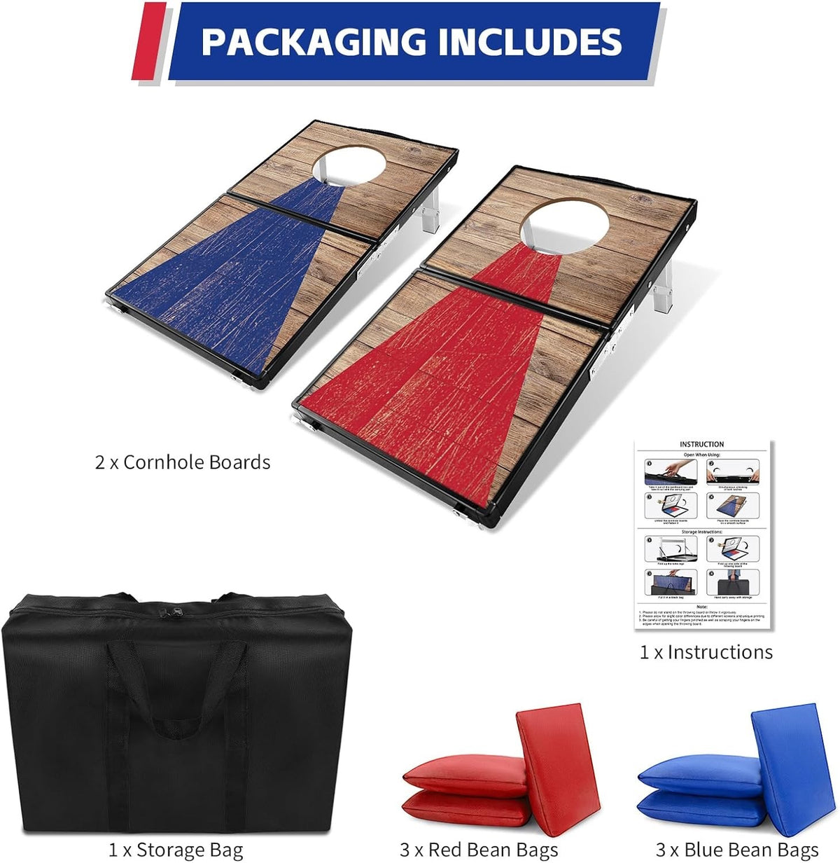 Cornhole Boards Bean Bag Toss Game 2 in 1 Outdoor 8 Bags Carry Bag 60x35cm Set