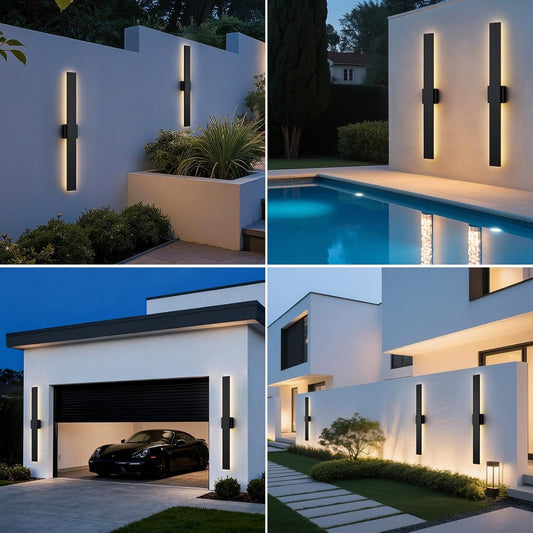 LED Outdoor Wall Light 100CM 2 Pack Dimmable IP65 Waterproof Exterior Black