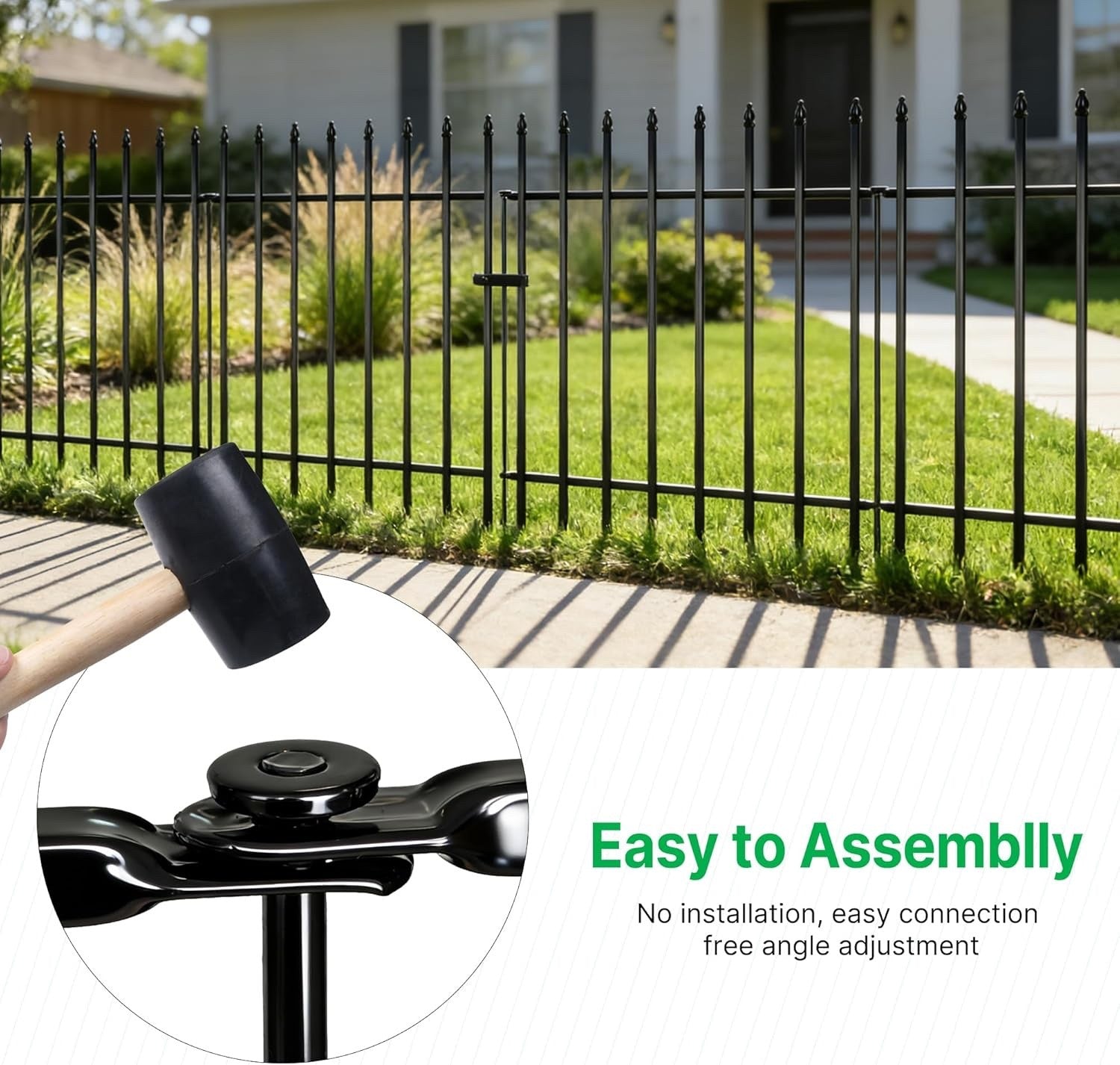 Garden Fence Metal Decorative 91cm 5 Panels No Dig Border Dog Yard Barrier Black
