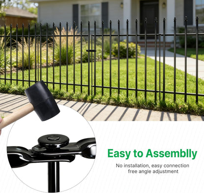 Garden Fence Metal Decorative 91cm 5 Panels No Dig Border Dog Yard Barrier Black