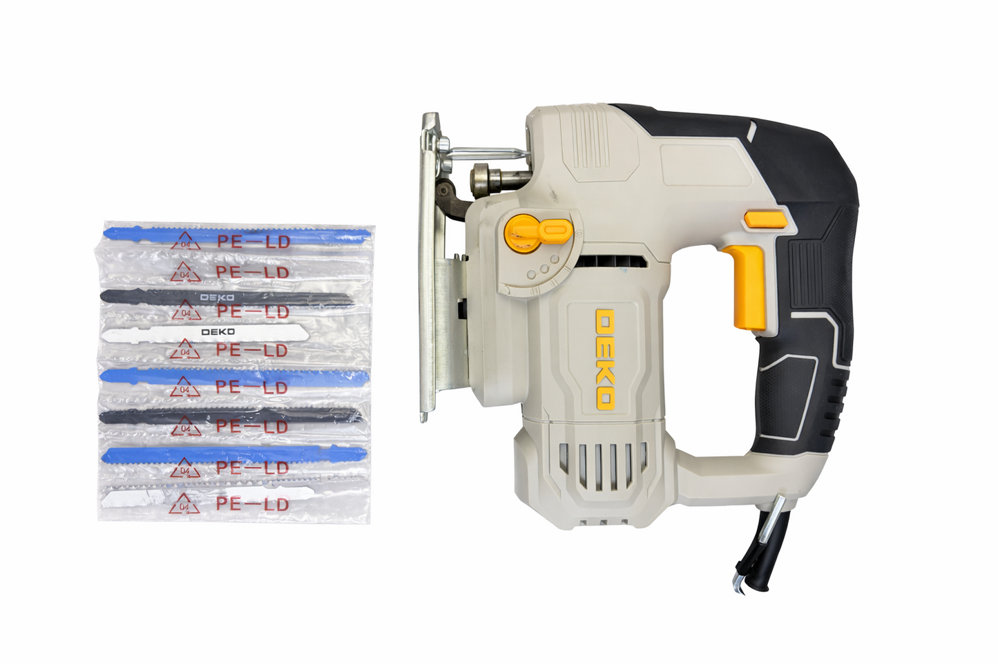 550W Electric Jigsaw 6 Speed 800-3000SPM LED 45° Bevel 8 Blades Wood Metal