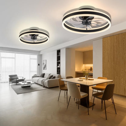 Ceiling Fan Light 50cm Remote 6 Speed Reversible Dimmable LED 5500lm Black Quiet