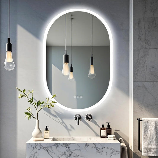 600x900mm LED Bathroom Mirror Anti Fog Dimmable 3 Color Light Wall Mounted IP56