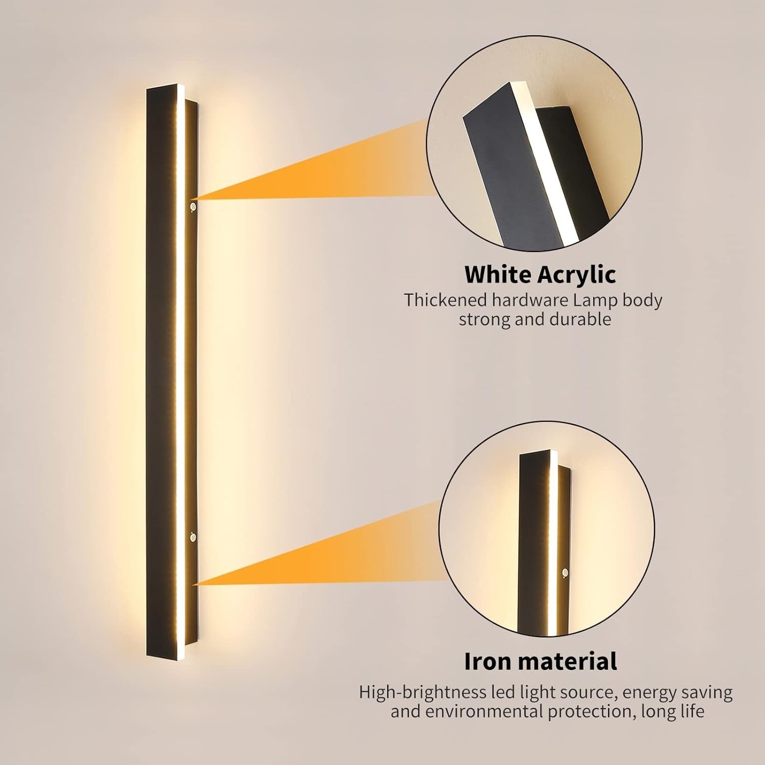 Outdoor LED Wall Light 120cm 42W 3000K Warm White Waterproof Garden Fence Lamp