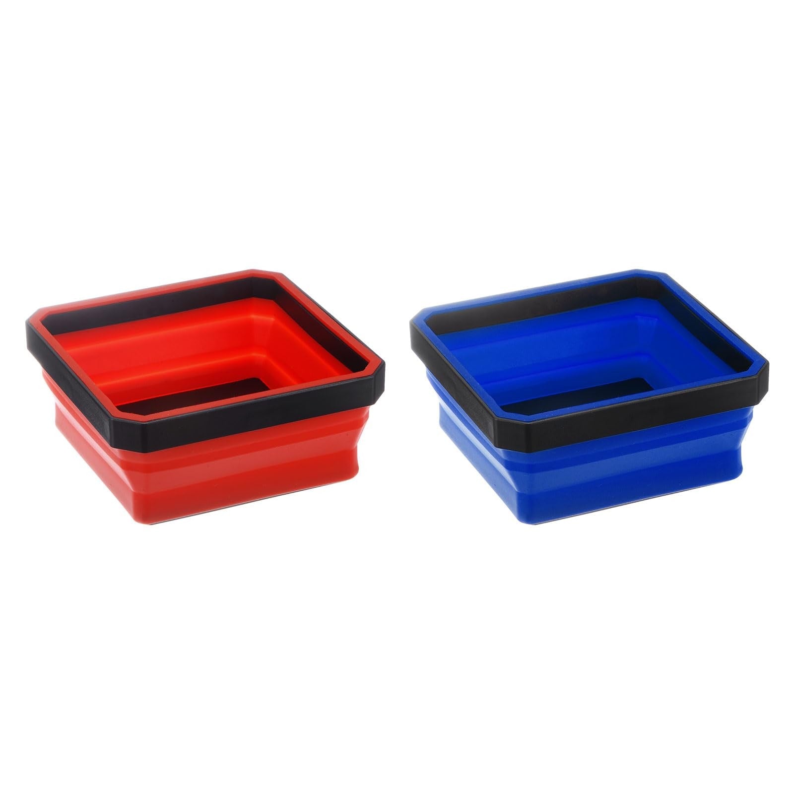 sourcing map 2Pcs Collapsible Magnetic Parts Tray Foldable Tool Trays Square