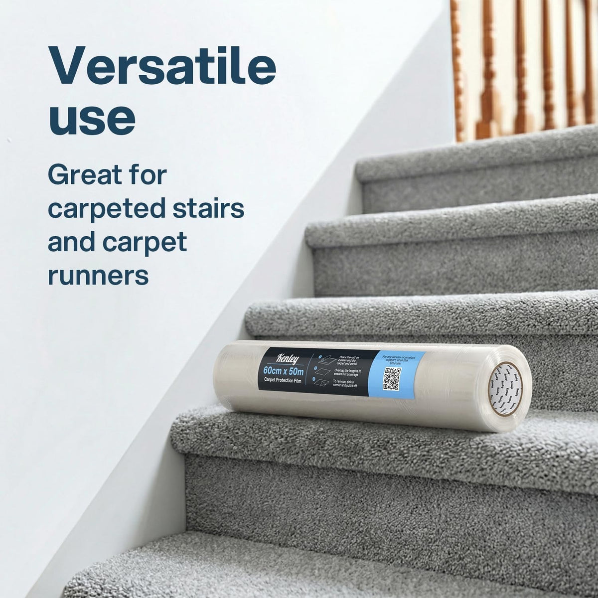 Carpet Protection Film Roll 60cm x 50m Self Adhesive Waterproof 70 Micron Clear
