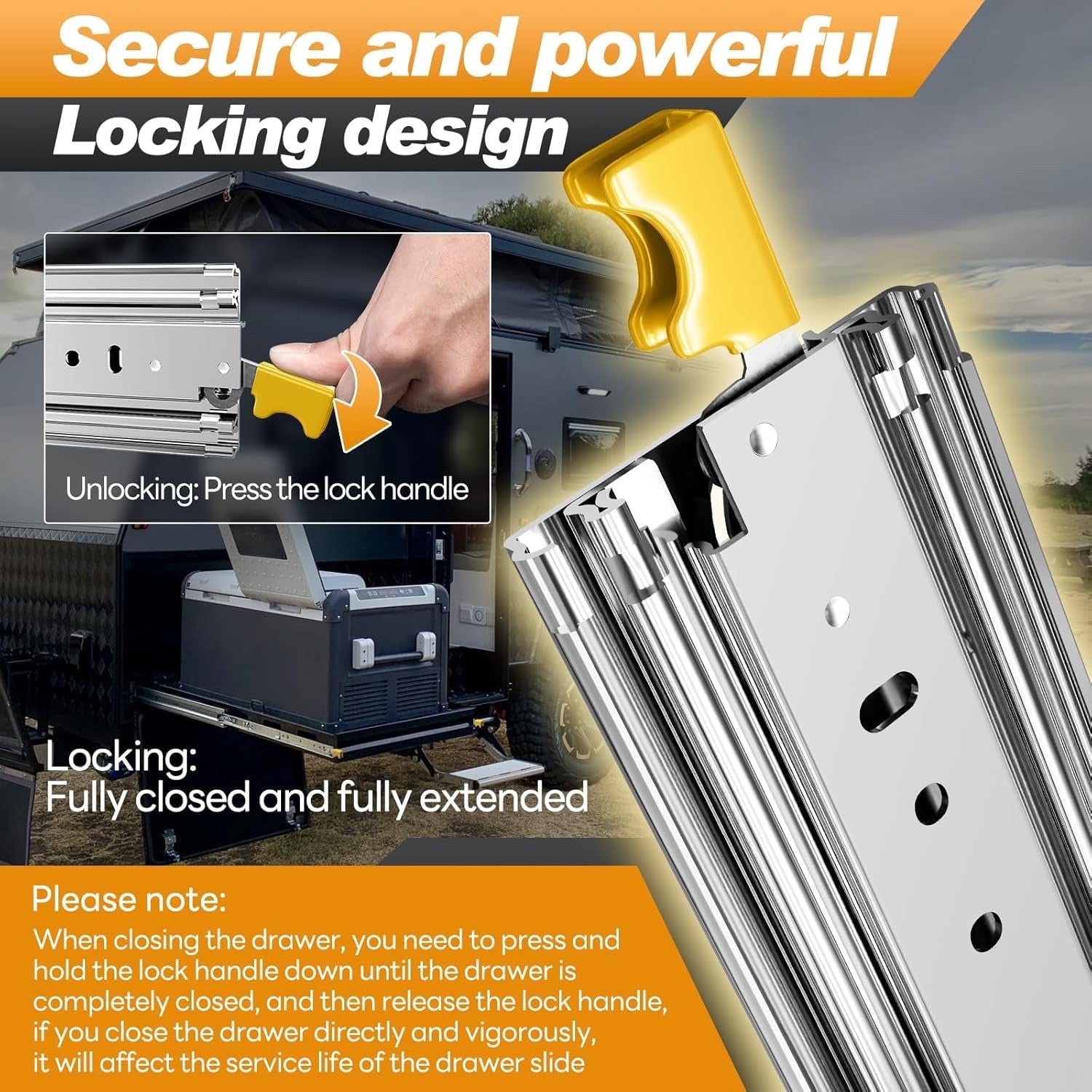 SHUHANG Heavy Duty Drawer Runners 220kg Locking Full Extension Ball Bearing Pair