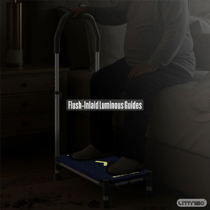 Step Stool Handrail Platform Adjustable Arms Non Slip 225kg Blue Bed Bathroom